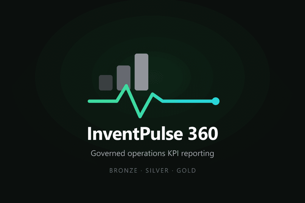 InventPulse 360 - governed operations KPI reporting platform wordmark and pulse mark.